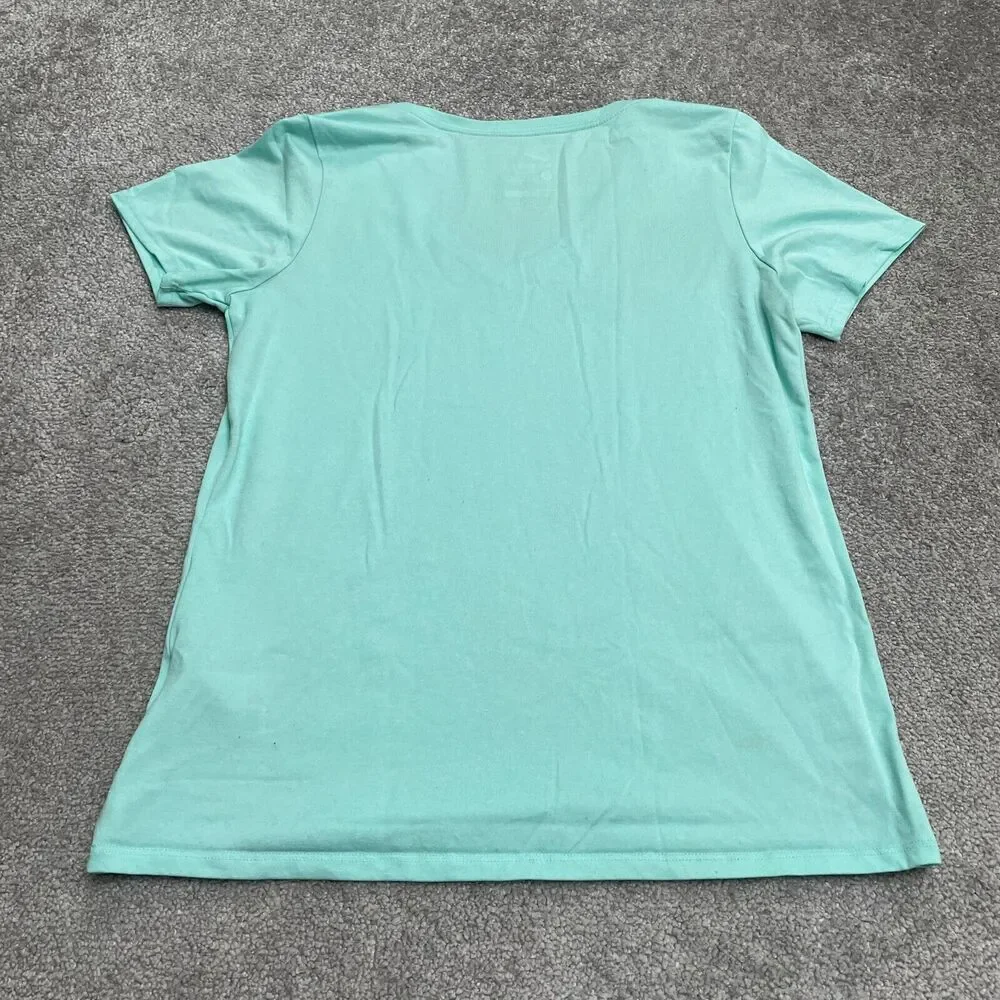 The Nike Tee Dri-Fit Graphic T-Shirt Womens Large Green V-Neck Active Athletic